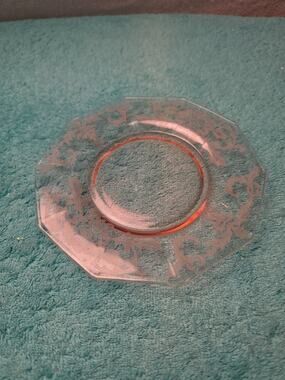 Vintage Cambridge Glass Cleo Pink 7" Dessert Salad Plate Decagon Triangle C